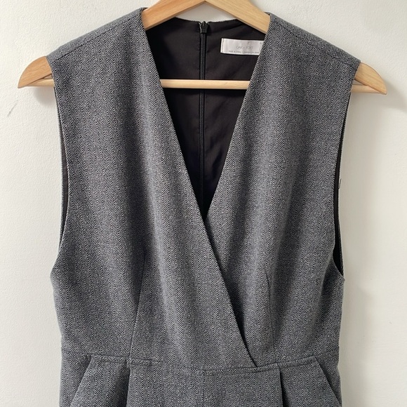 Oak & Fort herringbone tweed jumpsuit XS gray sleeveless wide leg pant suit - Picture 5 of 16